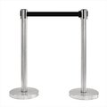 Vic Crowd Control Inc VIP Crowd Control 1118-10 14 in. Flat Base Satin Stainless Post & Cover Retractable Belt Stanchion - 10 ft. Black Belt 1118-10